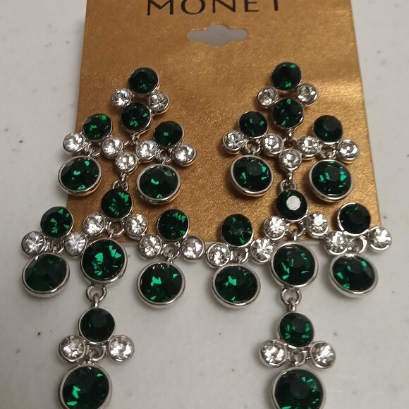 MONET EMERALD PAGEANT EARRINGS - Picture 1 of 2